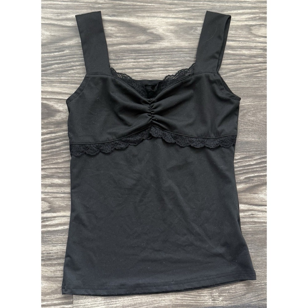 Black Lace Camisole Top Small Coquette Whimsigoth Dark‎ Fairycore Balletcore Y2K